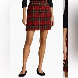 Plaid Mohair Pencil Miniskirt